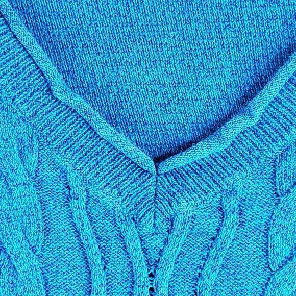 Catherines Shirt Top Women's Plus Size 4X Blue 3/4 Sleeve Pullover Cable Knit - Picture 5 of 8